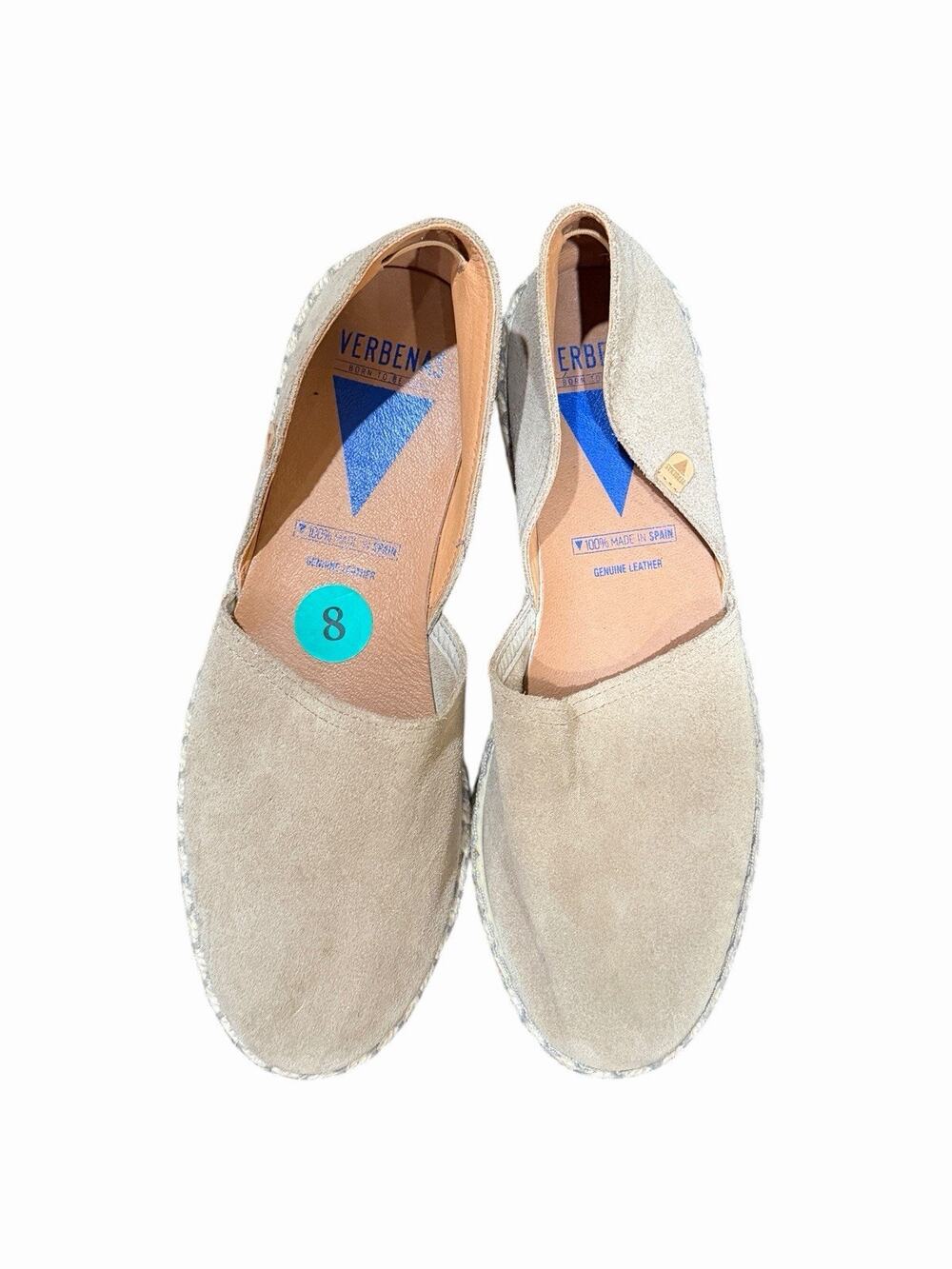 VERBENAS Maika Suede Wedge Sandals Espadrille Womens 8 Tan Spain Natural Coastal